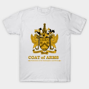 St Kitts and Nevis Coat of Arms Gold T-Shirt